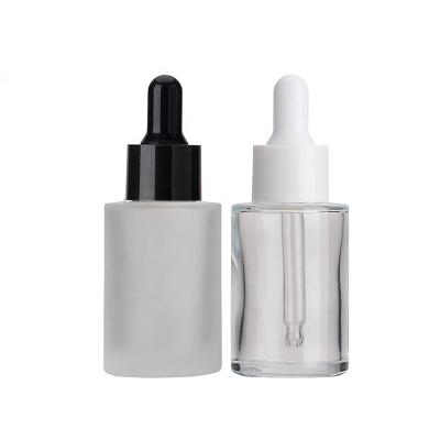 China Cosmetic In Stock Thick Bottom Amber Clear Frosted 30Ml Serum Glass Bottle With Dropper For Cosmetic Packaging for sale