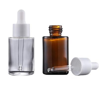 China Amber Clear Frosted Glass Dropper Bottle 30Ml Personal Care Serum Essential Oil Cosmetic Bottles for sale