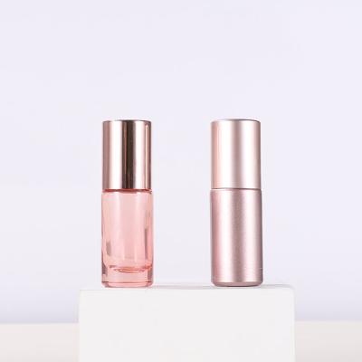 China Personal Care 5ml 10ml Glass Roll On Bottles Perfume Roller Bottle With Rollerball And Rose Gold Cap For Cosmetic for sale