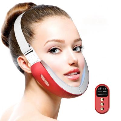 China Wrinkle Remover Face Neck Massager EMS Lifting Microcurrent Face Slimming Chin Removal Dual V-Face Lifting Device for sale