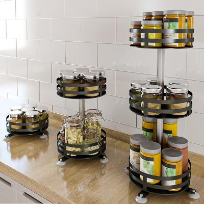 China Sustainable Kitchen Three Layer Turning Spice Rack Storage Racks And Racks for sale