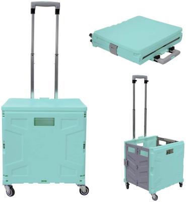 China Plastic Portable Collapsible Serving Trolley Collapsible Serving Trolley Luggage Supermarket Shopping Trolley Folding Trolley for sale