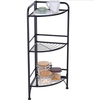 China Foldable Multi-Layer Pot Triangle Pot Holder and Pan Organizer Rack 3 Tier Kitchen Corner Metal Viable Storage Rack for sale