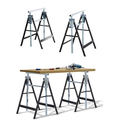 China Adjustable Height Adjustable Folding Sawhorse Saw Horse Stand Height Work Bench Telescopic Width 2 Packs for sale