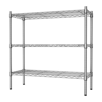 China Corrosion Protection 4 Tier Chrome Metal Wire Shelf Kitchen Rack Adjustable Shelving /Office/Garage Unit for sale