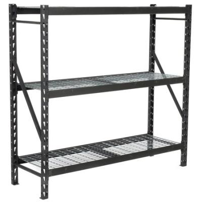 China Black Steel Wire 3-Tier Corrosion Protection Heavy Duty Garage Storage Decking Freestanding Shelf Rack for sale