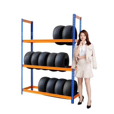 China Corrosion Protection Stackable Metal Racking Barks 3 Row Garage Metal Tire Shelving Boltless Stretch Mesh Tire Rack Heavy Duty for sale