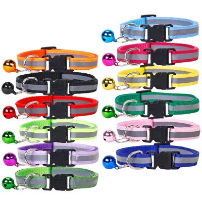 China 2022 Colors Paw Print Adjustable Nylon Reflection Wholesale Multi Pet Dog Dog Collar Viable With Bell for sale