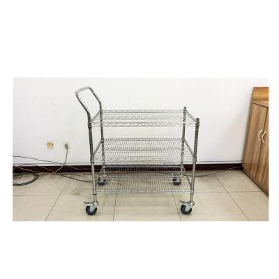 China Multifunctional Professional Factory Trolley Shelf Storage Cart Wire Mesh Supermarket Trolley for sale