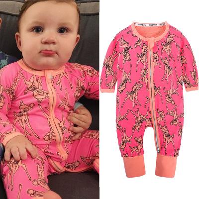 China Wholesale 100% Cotton Baby Clothes Romper Newborn Baby Pajamas Knitted Baby Romper With Zipper for sale