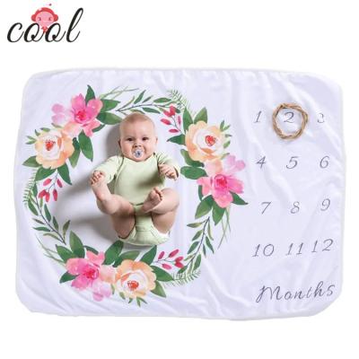 China Custom Baby Flannel Blanket Hot Sale Newborn Baby Anti-pilling Baby Milestone Monthly Blanket for sale