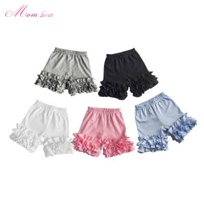 China Toddler Boutique Anti-pilling Baby Clothes Girls Shorts Solid Color Cotton Ruffle Babies Pants Ruffle Infant Girls Icing Shorts Wholesale for sale