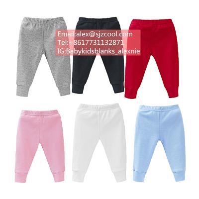 China Anti-Wrinkle Baby Boy's Pants Bottoms Custom Organic Overall Newborn Baby Clothes Solid Elastic Waist Baby Pants Snaps 100% Cotton for sale