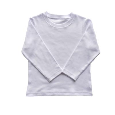 China Anti-Shrink Unisex Solid Long Sleeve Shirt 100% Cotton Kids Single Sleeve Shirts For Baby Kids Long Sleeve Tops for sale