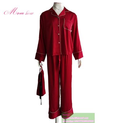 China New Arrivals QUICK DRY MOM luxury satin silk pajamas lover long sleeving women sleepwear night girl wear for women for sale