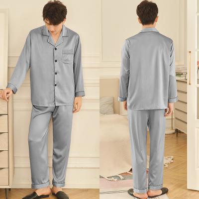 China Wholesale Luxury Blue QUICK DRY New Arrival Mom Sleepwear Lover Suit Set Mens Sleepwear Silk Satin Pajamas For Men for sale