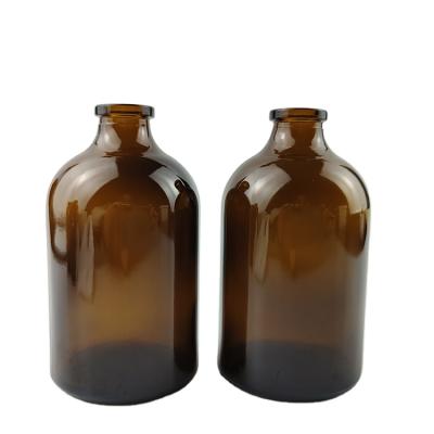 China Medicine 100ml Amber Injection Glass Vial Bottles for Antibiotics 20mm Glass Bottles Glass Vial for sale