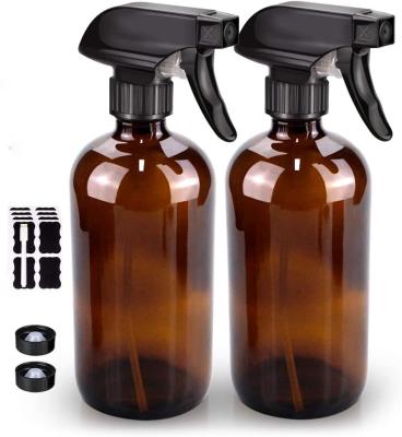 China Personal Care 16 Ounce 480ml Amber Glass Spray Bottle With Trigger Pump For For Flowers Cleaning Spraying Hair Care for sale