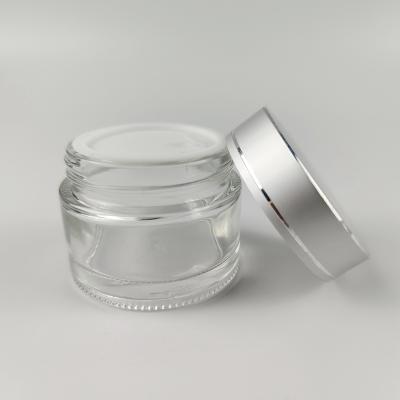 China 5ml 10ml 15ml 20ml 30ml 50ml 100ml Cosmetic Clear Glass Empty Cosmetic Jars Containers With Aluminum Lids for sale