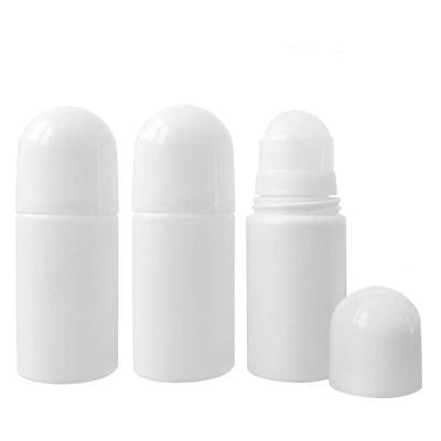 China 50ml Cosmetic Deodorant Plastic Empty Refillable Container Roll On Bottles With Trackball for sale