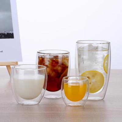 China Sustainable Handmade High Wall Double Borosilicate Glass Mug for sale