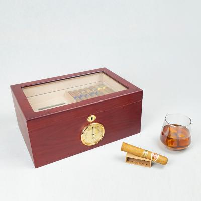 China Wooden red glass top with lock cigar case for sale