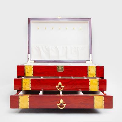 China Retro Style Sustainable Luxury Large Capacity Jewelry Cabinet Wooden Storage Box for sale