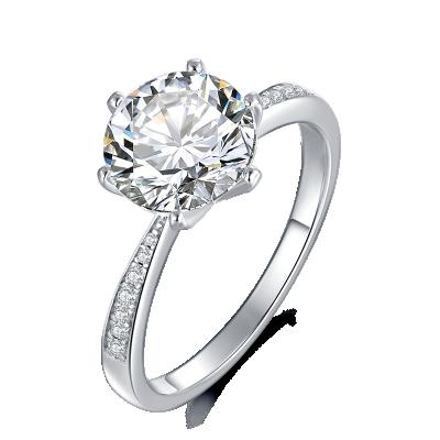 China 18K White Gold Customized Wholesale FASHIONABLE Classic Six Claws Moissanite Diamond Ring For Wedding for sale