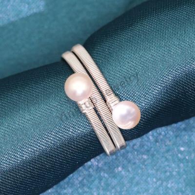 China FASHIONABLE s925 Sterling Silver Pearl 8-9mm real pearl ring wholesale freshwater simple simple round simple custom made for sale