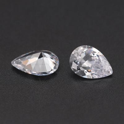 China Color Play Or Fire White Loose Synthetic Gemstones Pear Cut 3*5mm-15*20mm Zircon Stones Factory Price for sale