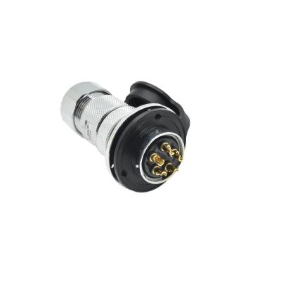 China Automotive Power Cable 5pin Aviation Screw Power Plug M25 Male Female Connector for sale