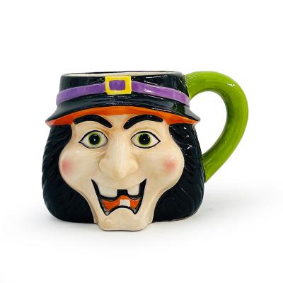 China Halloween Series Drinking Water Mug Wizard , Pumpkin Mugs Large Capacity Cartoon Ceramic Water Mug for sale