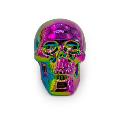 China Hot Sale 2023 Ceramic Skull Electroplating Rain Halloween Home Creative Party Decoration Ceramic Skull for sale