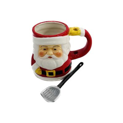 China Hot Sale America Christmas Water Milk Beer Coffee Mug Drinking Party Supplies Christmas Ceramic Mug Spoon for sale