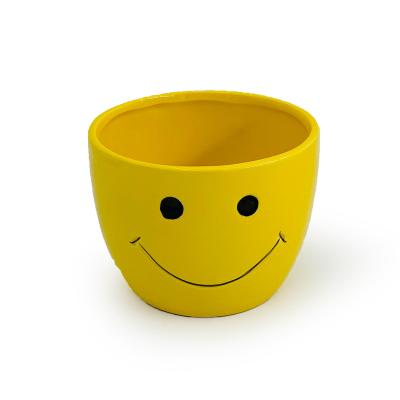 China Cartoon Plant Hot Sale Face Flower Pot Decoration Office Garden Cute Smiling Indoor Planting Ceramic Flower Pots for sale