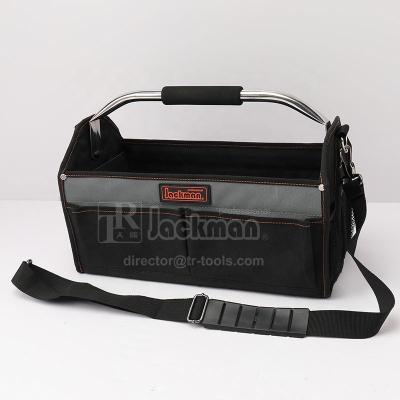 China Polyester Jackman Fabric 200 Series Premium Tool Bag, Black Polyester Foldable Tool Tote With Shoulder Strap for sale