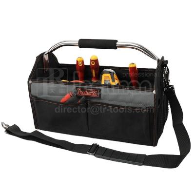 China Foldable Polyester Fabric JKB-295J19 TRTOOLS Fabric Tool Bag Tool Packaging With Open Shoulder Strap Tote Tool Bag for sale