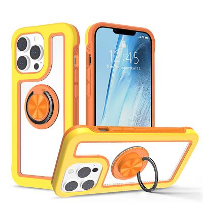 China 2021 New Arrival Shockproof Double Ring Holder Kickstand Phone Case Back Cover For iPhone 13 Pro Max for sale