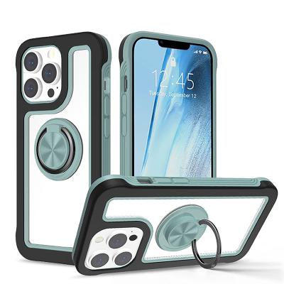 China Shockproof For iPhone X Case Hybrid Armor Shockproof Phone Back Cover For iPhone 12 mini 13 pro Max Ring Holder Protective Case for sale