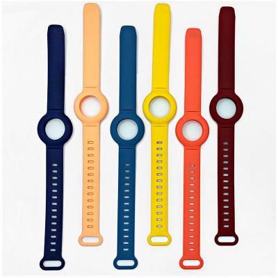 China Anti-Drop Scasync Silicone Airtag Wrist Watch Band Cover Device For Older Kids GPS Tracker Airtag Case for sale