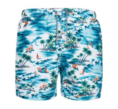 China QUICK DRY Fly Shorts Bilateral Pockets Swim Trunks Print Trees Quick Dry Casual Drawstring Mens 100% Polyester Breathable 100% MI Coconut for sale