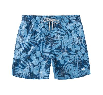 China New Fashion Men's Blue Flowers Anti-Wrinkle And Leaves Mens Wear Breathable Swim Shorts Beach Men's Swimwear for sale