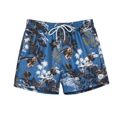 China Anti-wrinkle swim trunks hot sale blue flowers printing 100% breathable men's swim trunks windproof polyester men's swimwear for sale