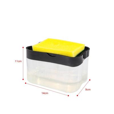 China Suit Traditional Liquid Press Sponge Box Outlet Soap Dispenser Home Kitchen Kitchen Dispenser Pump Liquid Detergent Box With Sponge Holder for sale