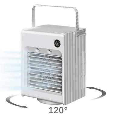 China Cool Air Mist Maker 4000mAh Battery Smart Show Portable Mini Air Conditioner 120 Degree Oscillating Air Cooler Fan Small for sale