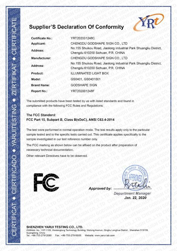 FCC - Chengdu Godshape Sign Co., Ltd.