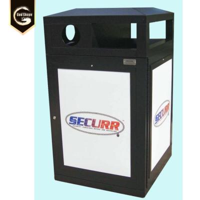 China Sustainable Cheap Galvanized Outdoor Advertising Metal Trash Can Stainless Steel Material Waste Bin for sale