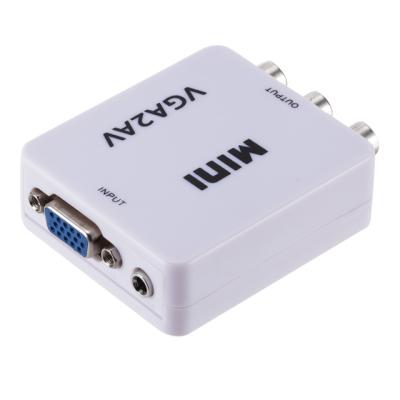 China 1080P Mini Vga 2Av Video Converter Adapter VGA To Rca AV PC To TV VGA-AVm for sale