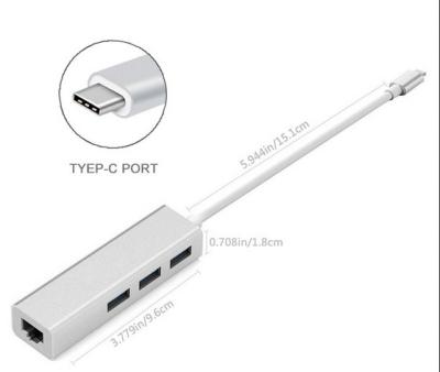 China High Quality Type C to Ethernet USB-C USB 3.1 Type C to USB RJ45 Ethernet Lan Adapter Hub Cable For Computer for sale