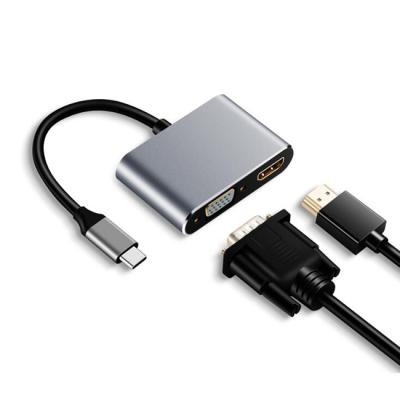 China Multifunction 2 in1 USB C to VGA Adapter USB TYPE C Hub USB-C to HDMI VGA USBC-HDVGA for sale